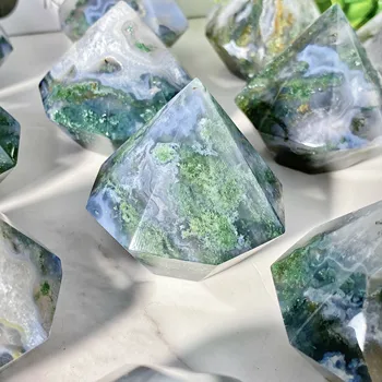 1PC Random High Quality Moss Agate Diamond Natural Crystal Diamond, бижута от скъпоценни камъни, блясък, лечебен кристал, подарък за рожден ден