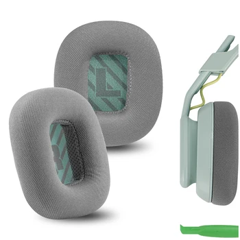 Geekria Mesh Fabric Замяна на ушни възглавници за слушалки Astro Gaming A10 Gen 2, части за ремонт на слушалки за слушалки (сиво / зелено)