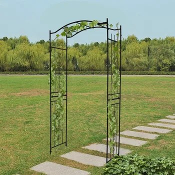 LOTUS Garden Arch Arbor Trellis for Outdoor, Trellis Plants Support with Metal Durable Iron Use for Climbing Plants Black