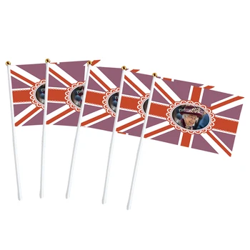 Handheld Elizabeth Flag Queen Platinums Jubilee Banner Bunting Featuring Her Majesty The Queen Hand held Pride Flag Her Majesty
