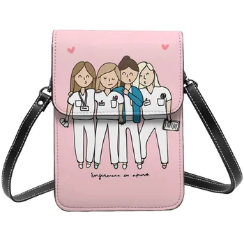 Карикатура медицинска сестра рамо чанта Enfermera en Apuros хранителни стоки открит женски мобилен телефон чанта подарък смешно кожени чанти