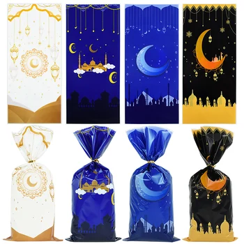 50pcs пластмасови чанти за подаръци на Ейд Мубарак Рамадан Карим бонбони бисквитка чанта Ислямска мюсюлманска партия доставки 2024 Eid Al-fitr подарък