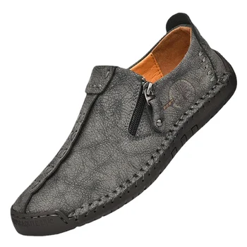 2023 Удобни кожени мъжки обувки Ежедневни приплъзване на мъжки мокасини Разделени кожени обувки Мъжки плоски обувки Гореща продажба Мокасини обувки