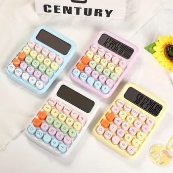 1pcs бонбони цвят 12-цифрена батерия преносим калкулатор Kawaii механична клавиатура калкулатор училищни пособия Kawaii канцеларски материали