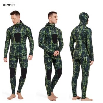 Premium Wetsuit 3MM Men CRSC Неопренов костюм за подводен риболов Камуфлаж Camo Hooded Free Scuba Dive TOP AND PANTS