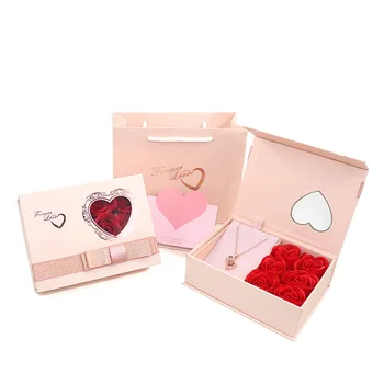 сладък RoseHeart-форма кухи бижута кутия романтичен Свети Валентин пръстен висулка кутия подарък бижута кутия бижута дисплей организатор