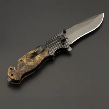 Дамаск ножове 7cr18mov острие стомана + дърво дръжка сгъваем нож нож открит къмпинг полезност лов джобни ножове EDC инструмент