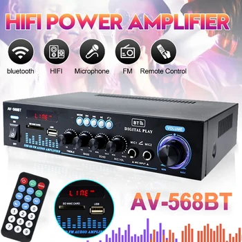 100V-240V 12V аудио усилвател 60Wx2 канал 2.0 цифров за домашна кола мощен Bluetooth HIFI стерео Subwoof AMP поддръжка USB FM