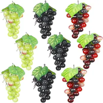 Изкуствени плодове грозде пластмасови фалшиви листа Коледа фалшив грозд клъстер гроздове плодове висящи орнамент фотография подпори