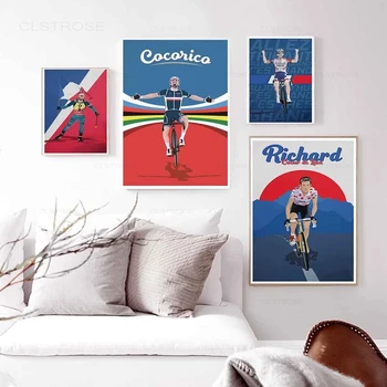 Франция Колоездене фигура платно живопис реколта плакат стена изкуство картини велосипед скандинавски щампи момчета Mans подарък спалня дома декор
