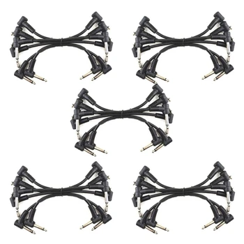 30 X електрически китарни кабели 6 инча 1/4 прав ъгъл ефект педал кръпка кабел черен