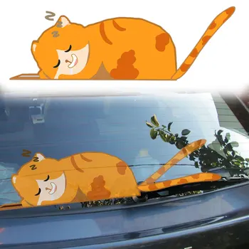 1pc Cat Styling Window Wiper Moving Tail Stickers 3D Creative Cartoon Auto Rear Windglass Vehicle Decals Декорация стикери