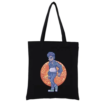 Canvas пазарска чанта Cool Lady и топло слънце графичен печат голяма пазарска чанта купувач дамска чанта мода чанта Totebag еко платно