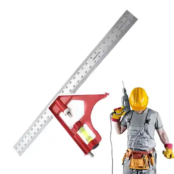 DIY Подвижен квадратен владетел Дърводелец Мобилен инструмент за измерване на ъгъла Преносим плъзгащ се квадратен инструмент за измерване на линийка за дърводелство