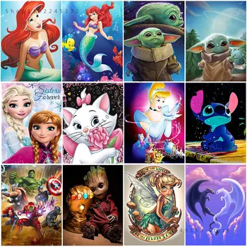Disney Canvas Painting Cartoon Мики Маус принцеса Frozen Wall Art Picture Детски плакат и отпечатъци Всекидневна Домашен декор