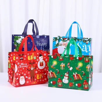 1бр Коледни пазарски чанти с дръжки Коледа нетъкани подаръци чанти Санта снежен човек лечение чанти Navidad парти декорации Натал Ноел