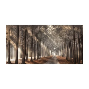 Sunshine Boulevard In Autumn Painting, Landscape Trees Wall Art, Canvas Print Poster Picture for Living Room Home Decor