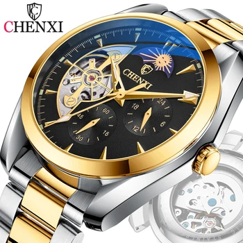 CHENXI Мъжки часовници Луксозен дизайн на Tourbillon Автоматичен механичен часовник Top Brand Business Ретро ръчен часовник Relogio Masculino