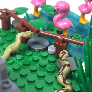 Змийски питон Ново животно Пасторален MOC Джунглата ферма ранчо сцена строителни блокове тухли играчки пасище съвместим с LEGO