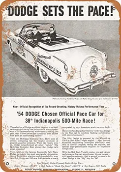 Метален знак - 1954 Dodge Indy Pace Car - реколта поглед стена декор за кафе бар кръчма Начало Бира декорация занаяти
