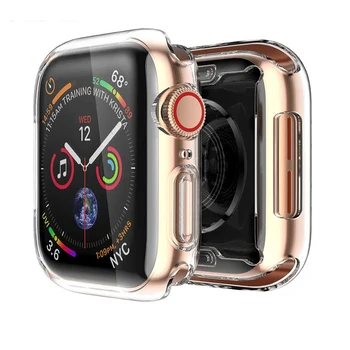 Калъф за протектор на екрана за Apple Watch SE 6 44MM 40MM HD Clear Ultra-Thin TPU Cover iwatch гривна Apple часовник лента 42mm 38mm