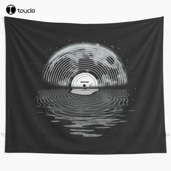 Moon Song Music Space Stars Universe Record Vinyl Retro Dj Tapestry Girly Tapestry Blanket Tapestry Bedroom Bedspread Decoration