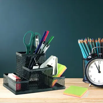 Горещ държач за писалка Желязо Три решетка за съхранение на писалка Студентски канцеларски материали Desktop Офис кутия за съхранение Стойка за съхранение на файлове Creative Metal