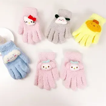 Нов Kawaii Sanrios Hellokittys Mymelody Cinnamoroll Pochacco Pompompurin плюшени ръкавици зимни студени превенция подарък играчки за момичета