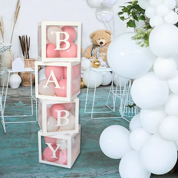 1st рожден ден балон блокове декор с една буква момче момиче бебе душ декор първи рожден ден балон кутии за парти декорации