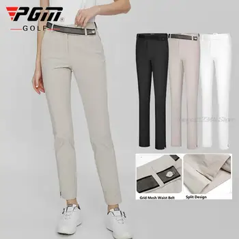Pgm жени голф панталон лято пролет голф/тенис панталони високо еластични дами панталон тънък бързо сухи панталони с мрежа окото талията колан