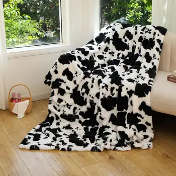 Cozy крава печат хвърлят одеяло Non-Shedding супер мека топла селска къща декорация спалня диван дома доставки
