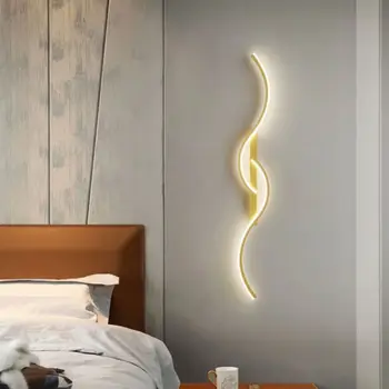 Минималистична линия стена лампа светлина луксозен модерен хол телевизор фон стена декоративна лампа проста спалня нощна лампа