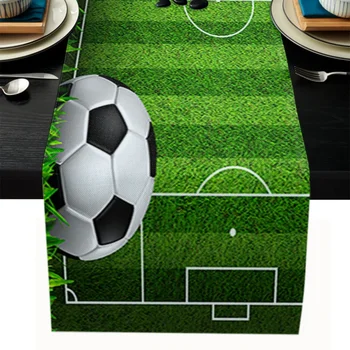 Lawn футболно игрище печат маса бегач за трапезария маса парти декорация прахоустойчив правоъгълна маса трапезна маса бегач