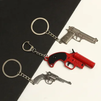 Hot Game ключодържател бижута оръжие пистолет модел метална висулка ключодържател Chaveiro чанта кола ключодържатели подарък за деца мъже