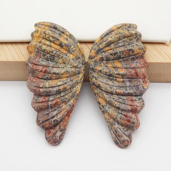 естествен океански яспис пеперуда форма дърворезба обеци за жени, естествен скъпоценен камък обеци мъниста за изработка на бижута