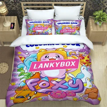 Lankybox карикатура сладък Kawaii коледен подарък King Twin двойно дете легла комплект микрофибър или полиестер Duvet Cover Set