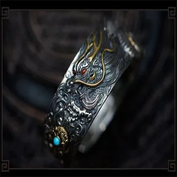 2024 Нова година зодиакален драконов пръстен мъжки модерен пръст аксесоари Лъки благословия мъже пръстен отваряне злато сребърен сблъсък бижута