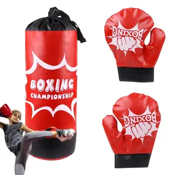 Боксова чанта за деца Боксова круша за малки деца Детски боксови ръкавици Пясъчна торба Боксово тренировъчно оборудване за деца Тийнейджъри Практика Ритане