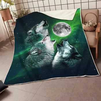 Wolf Soft and Warm Blanket Cozy Premium Fleece Blanket 3D All Over Printed Sherpa Blanket on Bed Home Textiles