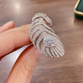 Feather-пълен диамантен пръстен се отнася женски луксозен темперамент отваряне регулира Ins гъвкав темперамент
