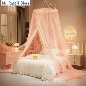 Нов анти-комар Куполна мрежа против комари розово момиче Балдахин над леглото сгъваем Мрежа против комари врата бебешко креватче