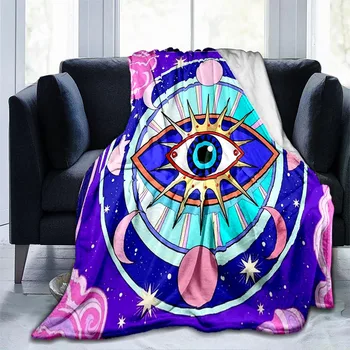 Nazar Evil Eye Blanket Bohemian Boho Hippie Geometric Plush Soft Flannel Fleece Throw Blanket For Bedding Bedspread