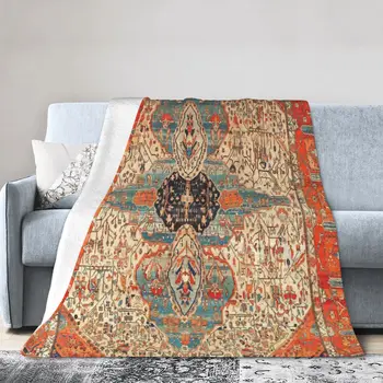 Mohtashan Kashan персийски килим печат ултра-мек микро руно одеяло