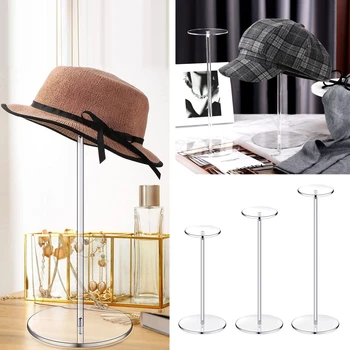 Display Rack Hat Stands for Display Hat Pedestal Stand Round Barbell Pedestal Display Riser for Hat Watch Showcase