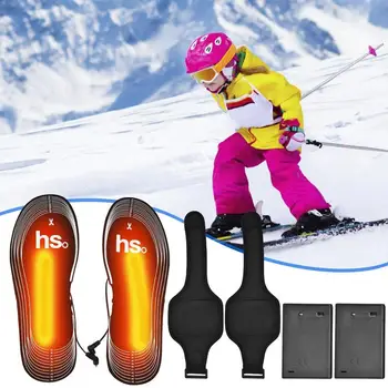  Електрически нагревател за крака Отопляеми стелки за обувки от въглеродни влакна, захранвани от батерии, могат да бъдат изрязани Размер 35-46 за мъже жени