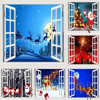 Весела коледна украса на прозореца Дядо Коледа печат гоблен дом хол спалня стена 