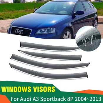 4 бр. Автомобилни дефлектори за Audi A3 Sportback 8P 2004 ~ 2013 2010 2011 кола дъжд вежди предпазители вятър дим аксесоари прозорец козирки