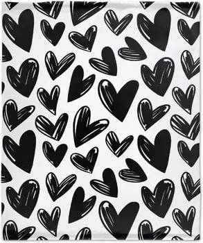 Cool черна любов сърце модел фланела хвърлят одеяло меки уютни валентин печат плюшени одеяла за диван диван легло дома декорации