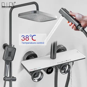 Смесители за душ Комплекти Цифров дисплей Системи за валежи със спрей термостат кран рафт EL9410