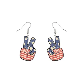 Ден на независимостта Обеци с флаг Faux Acrylic Patriotic Earrings Dangle Fashion Style boucle d'oreille femmes сережки женские aros
